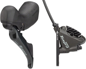 Shimano Brake/Shift Lever - Drop Bar Shimano Tiagra ST-4720/BR-4770 Mechanical Shift/Hydraulic Brake Lever Caliper - Front Flat Mount Finned Resin Pads BLK