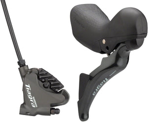Shimano Brake/Shift Lever - Drop Bar Shimano Tiagra ST-4725/BR-4770 Mechanical Shift/Hydraulic Brake Lever Caliper - Rear Flat Mount Finned Resin Pads BLK
