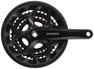 Shimano Cranksets and Arms FC-A073 / 50/39/30T / Yes Shimano Tourney FC-A070 Crankset - 170mm 7/8-Speed Riveted Square Taper JIS Spindle Interface, Black