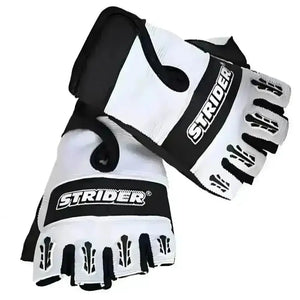 Strider Short Finger Gloves Youth Large Ages 4-6 Strider Youth Fingerless Riding Gloves White/Black